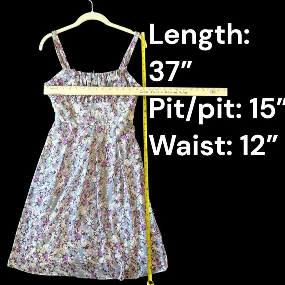Vintage Dress Barn Floral Milk Maid Y2K Midi Dress W/ Tie Back Sz 4 - Picture 5 of 8